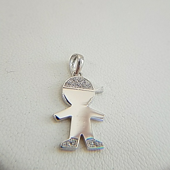 14k White Gold Baby Boy Charm Pendant
